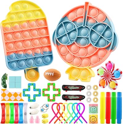 42 Pcs Sensory Fidget Toys Pack, Push Portable Bottle Warmer Bubble Popping Fidget Sensory Toys, Stress Relief & Anxiety Relief Tools Bundle Fidget Toys Set for Kids Adults, Autistic ADHD Toys