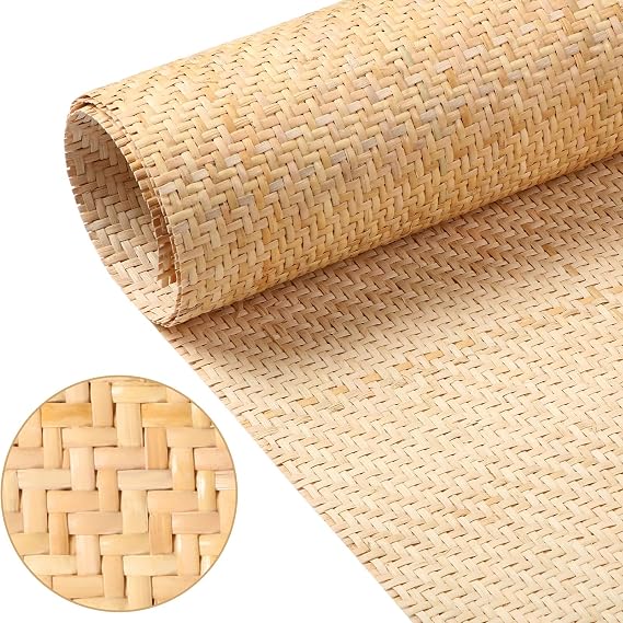 Wesiti 14"X 59" Natural Rattan Cane Webbing Rattan Webbing Roll, V Shape