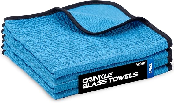 VIKING Glass Microfiber Cleaning Cloth for Car, 16 inch x 16 inch, 4 Pack | Microfiber Cleaning Towels for Car and Home, Glass Towels for Mirror and Picture Frames, Car Detailing Kit