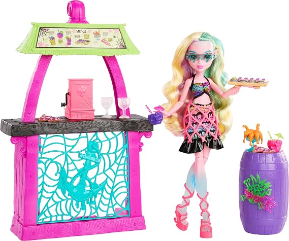 Monster High Doll & Playset, Lagoona Blue Scare-adise Island Snack Shack with Food Accessories & Color-Change Drinks