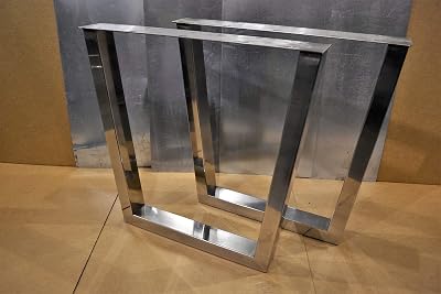 Polished Stainless Chrome Table Legs, Rectangular Tapered Style - Any Size