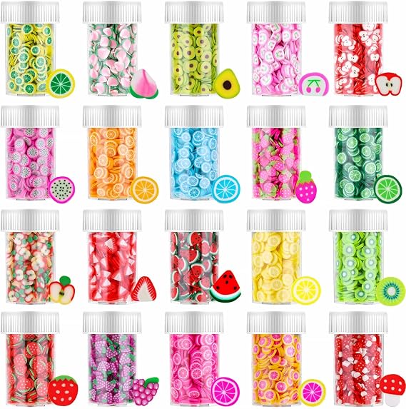 16000 Pcs Fruit Nail Art Slices, Acejoz 20 Styles Fruit Slime Charms Fimo Slices 3D Polymer Slices for Slime, Lip Gloss Making Supplies Resin and Nail Art Decorations