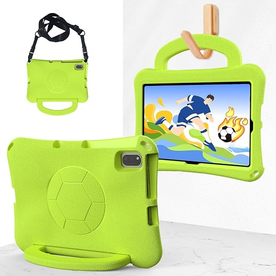 Kids Case for Huawei Matepad SE 10.4inch 2022/2023, Lightweight EVA Kid Friendly Shockproof Protective Cover with Handle Stand + Shoulder Strap(Grass Green)