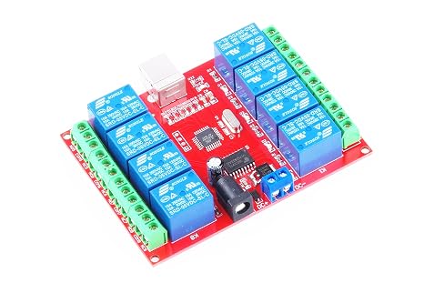 5V 8-Channel 10A PC USB Control Switch Relay Module Free Drive Programmable Computer Control Computer USB Control Switch Driver PC Intelligent Controller (5V 8-Channel)