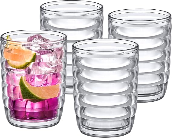 Amazing Abby - Arctic - 16-Ounce Insulated Plastic Tumblers (Set of 4), Double-Wall Reusable Cups, BPA-Free, Shatter-Proof, Dishwasher-Safe