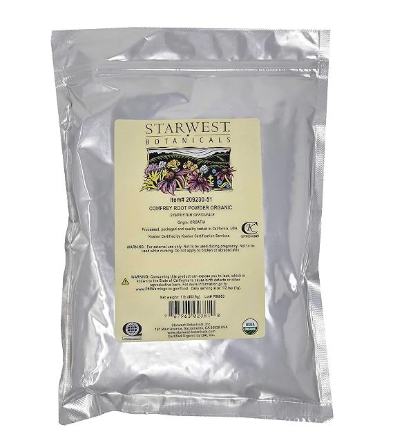Starwest Botanicals Organic Comfrey Root Powder, 1 Pound