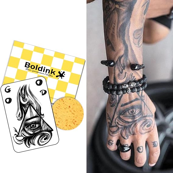 All Seeing Eye Semi Permanent Tattoo,Realistic Fake Tattoo for Hand Arm | for Men Adults,Waterproof,Lasts 7-15 Days,No Adhesive,No Reflection,Party,Gifts,Daily Wear
