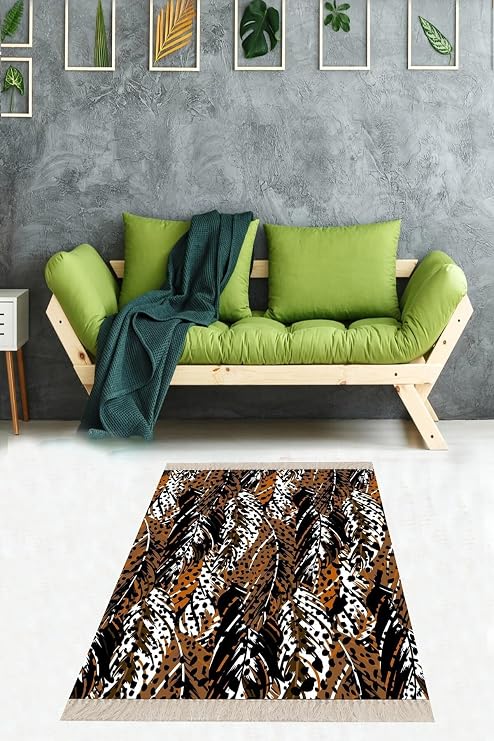 Ontheclouds Leopar Desenli Dijital Baskı Yıkanabilir Kaymaz Taban Modern Halısı, 100 x 600