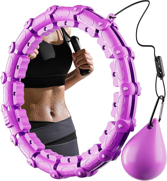 Weighted Hula Hoop, Plus Size Smart Hula Hoops for Adults, Adjustable Infinity Hoop with 360° Auto-Spinning Ball, Weight Loss Exercise Equipment for Home Office Gym