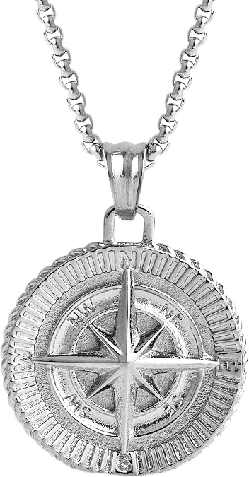 Forge & Foundry Navigator Men's Handcrafted Compass Pendant Necklace