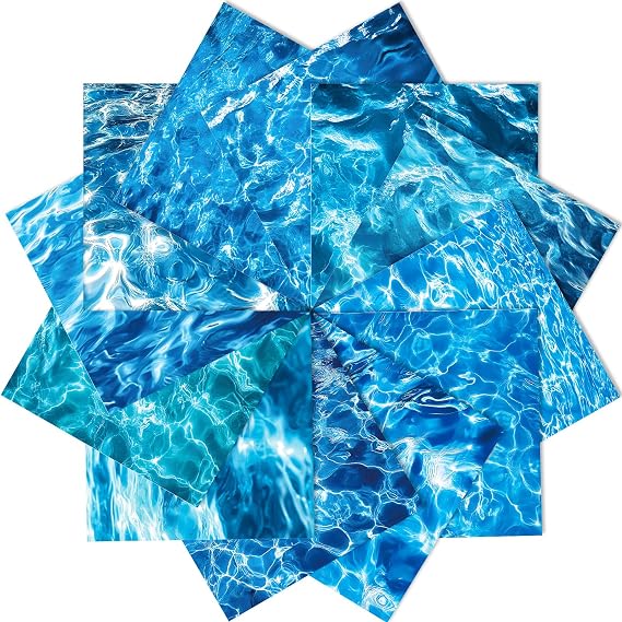 24 Sheets Water Texture Background Scrapbook Paper, 6x6 InchCadet Blue Sea Ocean Patterned Craft Paper for Scrapbooking, Decoupage, Card Making, DIY Journaling and Photo Albums (H)