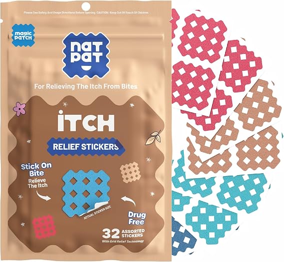 NATPAT Magic Patch Itch Relief Stickers - Insect Bite Stickers for Mosquitos, Ticks, Midges, Sandflies, and Bed Bug Bites - 30 Count - BUZZPATCH - The Original Natural Patch for Itch Relief
