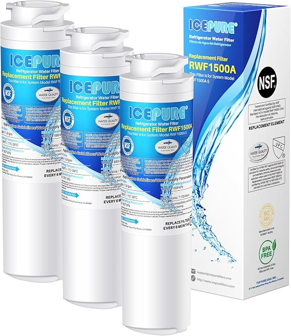 ICEPURE MSWF Refrigerator Water Filter Replacement for GE MSWF, 3 PACK