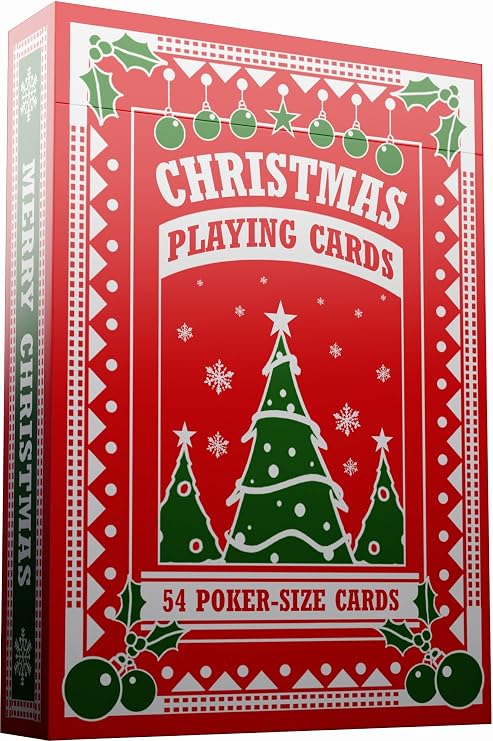 Christmas Playing Cards, Cute Designs for Family Fun with Free Card Game eBook! Great Stocking Stuffer Gift Under 10 Dollars, Premium Poker Card Deck, Bright Colors for Kids & Adults, Standard Size