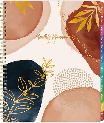 2025 Monthly Planner - Monthly CalendarPlanner 2025, JAN. - DEC. 2025, 9 x 11, Large Calendar Monthly Planner with Twin-Wire Binding, Note Pages, Colorful Monthly Tabs, Inner Pocket, Thick Paper