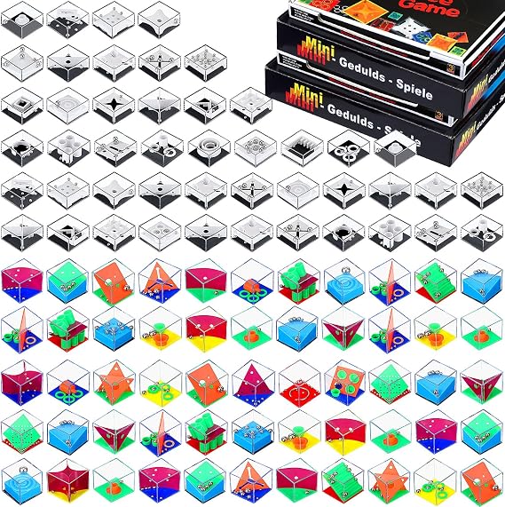 Lenwen 96 Pcs Mini Brain Teaser Puzzles Maze 3D Ball Cube, Colorful Colors