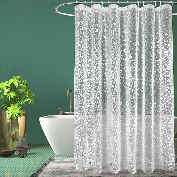Shower Curtains Mould Proof Resistant, EVA Waterproof Heavy Duty Bathroom Curtains with 5 Magnets, 180 x 180 cm, Cobblestone