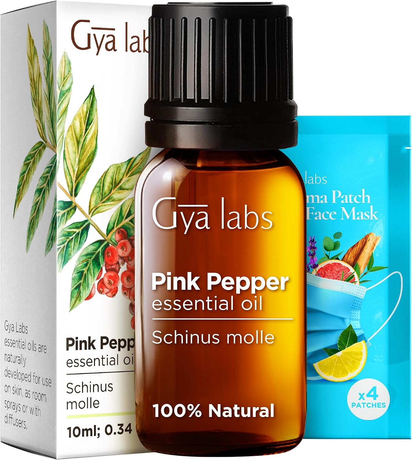 Gya Labs Pink Pepper Essential Oil for Skin - 0.34 Fl Oz - 100% Pure Natural Pink Pepper Oil for Diffuser, Face, Massage Aromatherapy ,DIY & Candle Making Scent