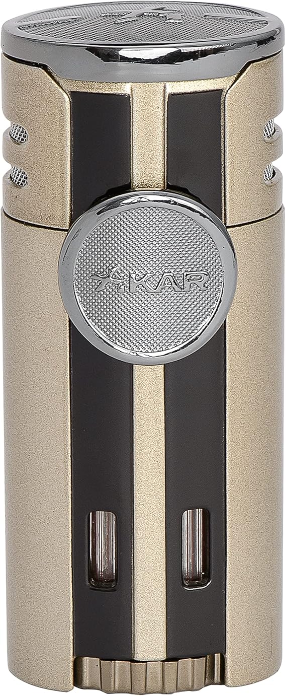 Xikar HP4 Quad Cigar Lighter, Four-Angled Jet Flames, Oversized Flame Adjuster, Pull-Down Ignition, Oversized Fuel Windows, Sandstone
