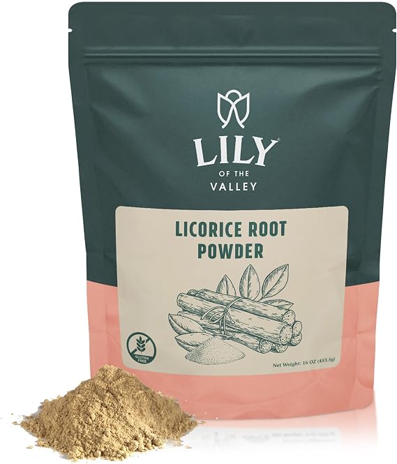 Lily of the Valley Licorice/Liquorice Root Powder - Ground Mulethi Sourced from India - Natural Sweetener - Vegan & Gluten-Free - Packed in Resealable Pouch (16oz, 453g)