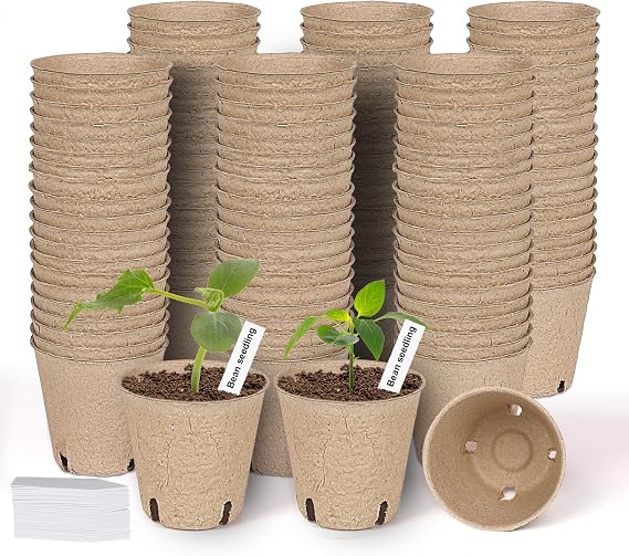 JNYONG 120 Packs 3.15 Inch Peat Pots,Garden Germination Nursery Pots