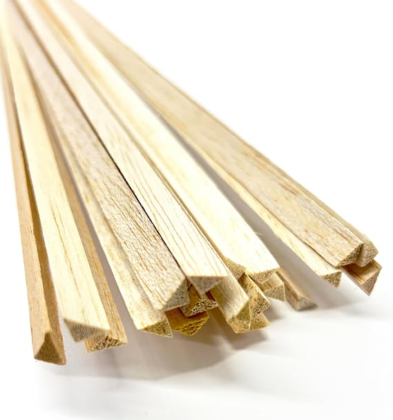 Drafting PK00045 Model BWT001X010 Pack of 10 Balsa Wood Triangle Sticks, 36" x 1/4" x 1/4"; Made from Light-Colored Model-Grade Balsa; Ideal for Crafts, and Architectural Applications
