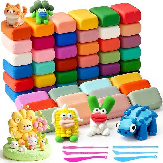 Air Dry Clay 48 Colors, Ultra Light Modelling Clay Kit for Kids