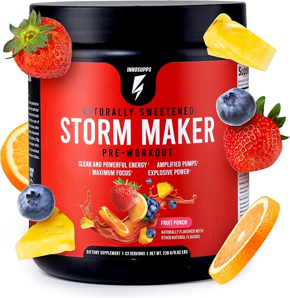 InnoSupps Storm Maker Pre Workout Powder, Fruit Punch, 23 Servings