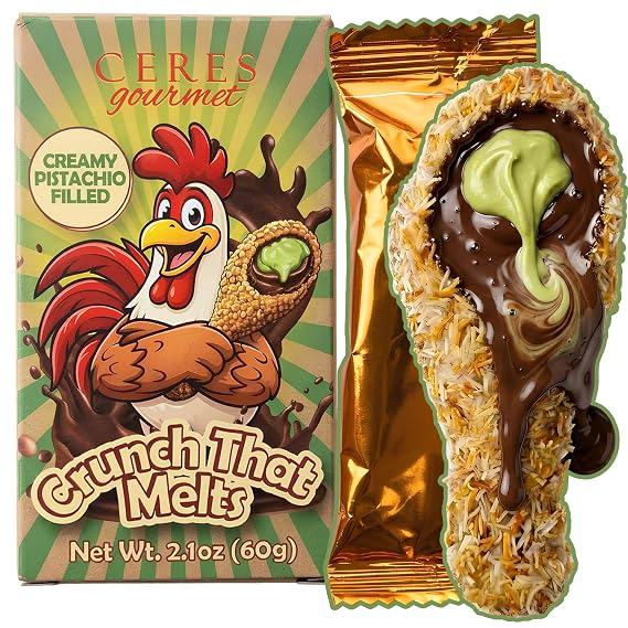 Ceres Gourmet Dubai Chocolate Bar 2.1 oz Chicken Drumstick Candy, Crispy Kataifi Covered Chocolate with Smooth Pistachio Cream Filling, Viral and Fun Novelty Snack Gift for Family and Friends (60g)