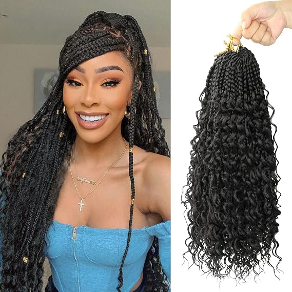Diha Goddess Box Braids Crochet Hair With Curly Ends 22 Inch