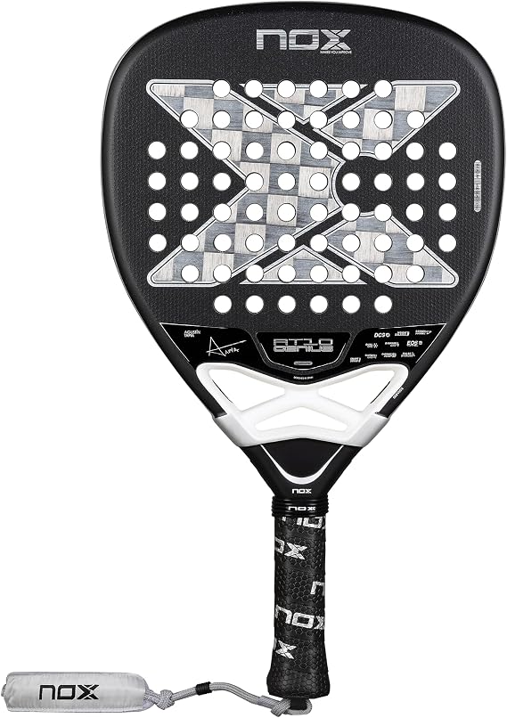 NOX Padel Racket AT10 Genius Attack 18K Alum 2026 | Agustin Tapia Pala Padel | Weight Balance System, 18K Alum Carbon Face with MLD Black Eva Core | EOS Tunnel Agility