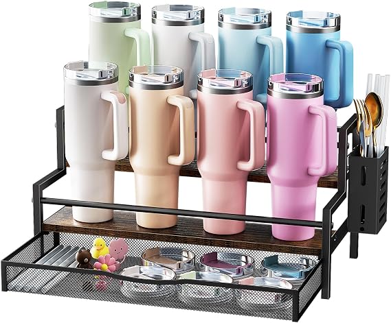 Water Bottle Organizer for Full 40 oz Stanley/Tumbler, Brown