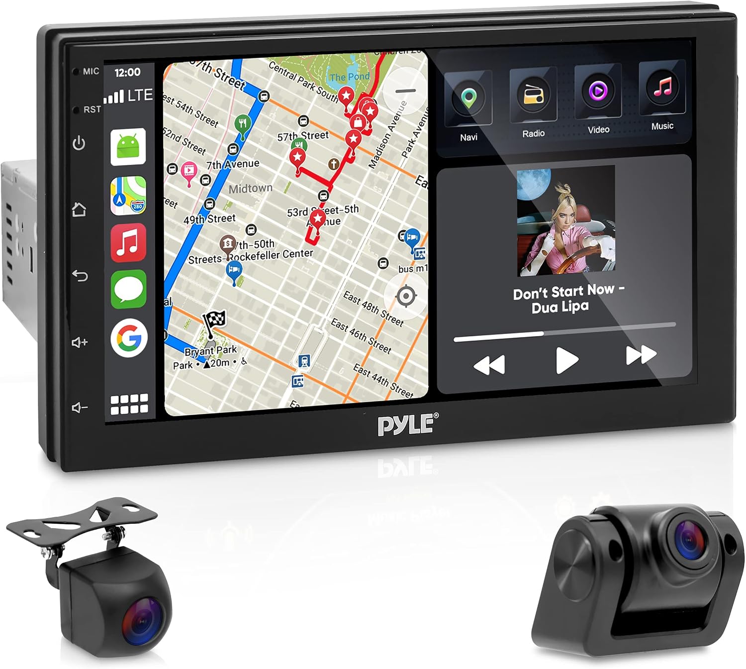 PyleUsa Single DIN Car Stereo Receiver - 7 1080P HD Touch Screen Bluetooth Car Radio Audio Receiver Multimedia Player - WiFiGPSAMFM, Mirror Link for AndroidiOS, FrontRear DVR Camera, Dual USB