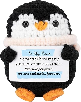 I Love You Gifts for Boyfriend Girlfriend, Birthday Gift for Husband, Wife, Couple Present for Her Him, Cute Men Women Crochet Penguin, for Anniversary Lover Long Distance Relationship