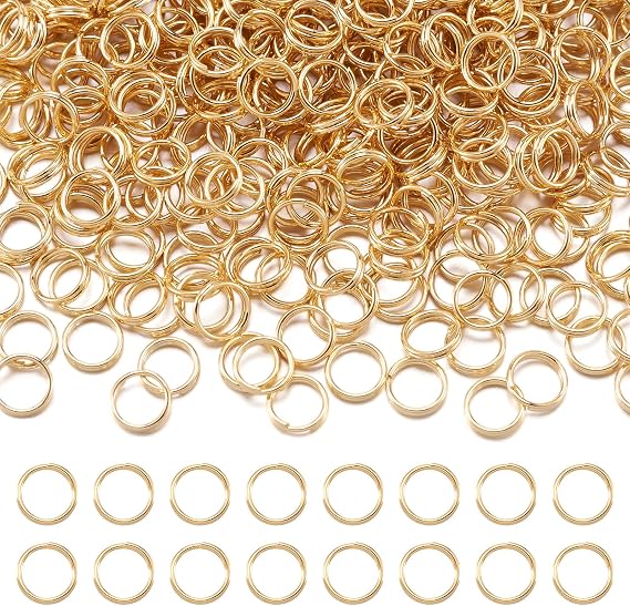 Craftdady 500Pcs Gold Round Split Rings 5mm Stainless Steel Tiny Double Loop Jump Ring Connectors for Key Chain Charm Jewelry Making