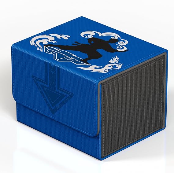 Kabinka MTG Deck Box, Card Deck Box Fits 120+ Single Sleeved Cards, Premium Embossed Design Leather TCG Deck Box with Magnetic Closure, Card Storage Box for MTG, TCG, PTCG, Sports Cards (Blue)