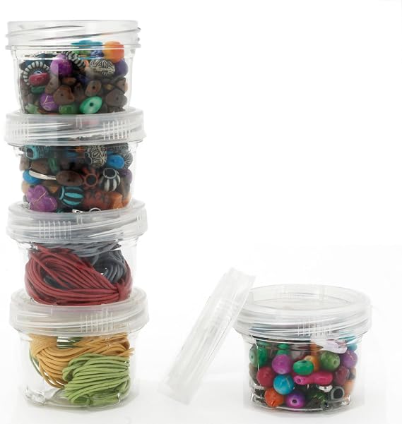 Storage Containers Stackable Interlocking Detachable 5 for Beads Crafts Medicine Small Items 2" Round