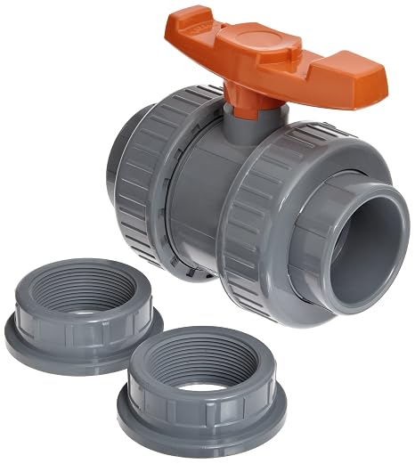 CPVC True Union Ball Valve, Two Piece, PTFE Seat, FPM Seal, 1" Socket/NPT Threaded