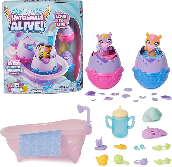 Hatchimals Alive Make a Splash Bathtub & 2 Water Reveal Eggs, Ages 3+