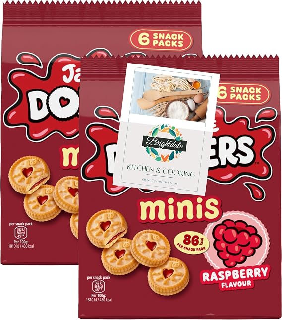 Jam Biscuit Bundle with Jammie Dodgers Minis Snack Packs Raspberry 120g 2 Pack (6 x 2 Pack) + Brightdale Kitchen Booklet