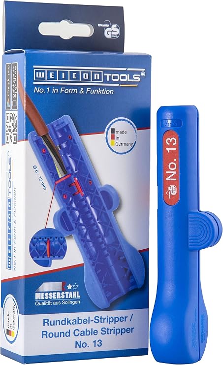 WEICON Tools Round Cable Stripper No. 13, for Stripping the Outer Insulation of Round Cables and Cables Used in Damp environments from 6-13 mm Ø, Made in Germany