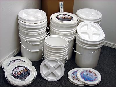 Bucket Kit, Seven 5 Gallon Buckets & Three 2 Gallon Buckets with White Gamma Seals