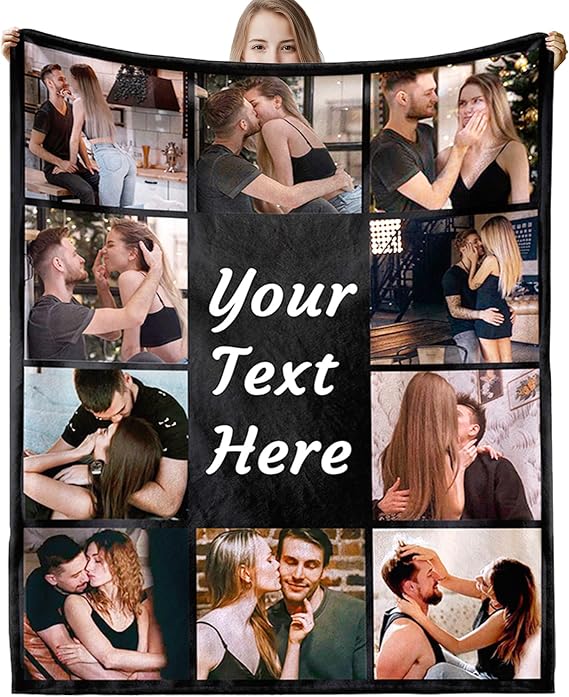 Personalised Blanket for Adults, Custom Photo Blanket Personalised for Adults Kids with Pictures Customized Gifts for Family Kids Pet Friends Birthday Mum, Dad, Boyfriend, Girlfriend
