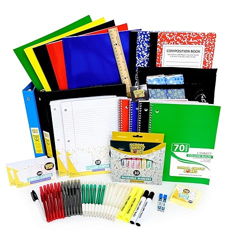 High School Back to School Bundle | 1 Box - 62 Pieces per Box | School Supply Boxes - Back to School Essentials | Includes 1" Binders, College-Ruled Notebooks, Highlighters, a Permanent Marker, More
