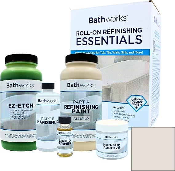 Bathworks Bathtub Refinishing Kit: Essentials Kit & Ez Etch Kit (Almond)