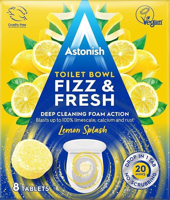 Astonish Fizzing Lemon Toilet Bowl Cleaner Tablets, 8 Count
