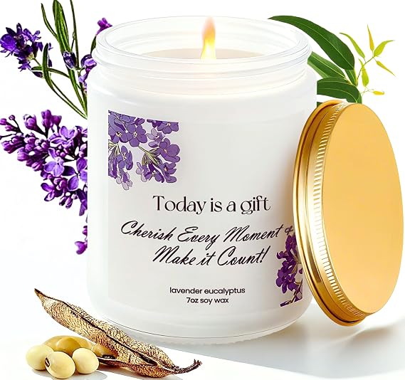 Lavender Eucalyptus Soy Candle 7oz Relaxing Aromatherapy