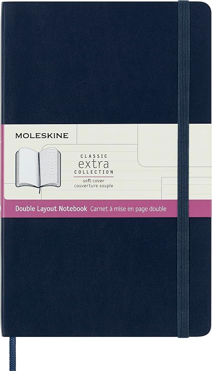 Moleskine Notebook, Ruled-Plain, Sapphire Blue, Large, Soft Cover (5 x 8.25)