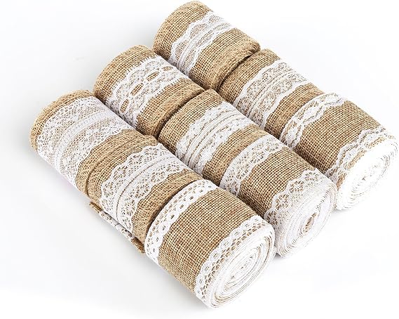 Naler 19yd Burlap Ribbon Roll - 2 in, 9 Rolls