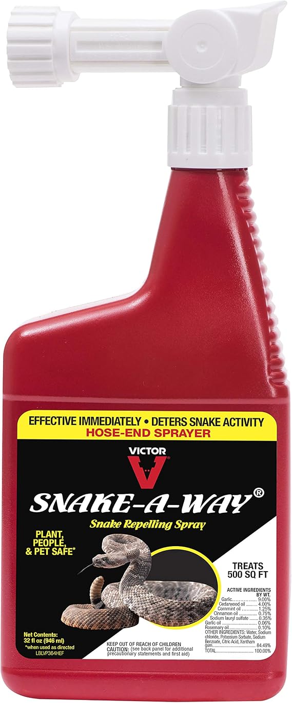 Victor Snake-A-Way Hose-End Snake Repellent Spray - Snake Repellent for Outdoors - VP364HE - Treats 500 sq ft - Deter Venomous and Non-Venomous Snakes